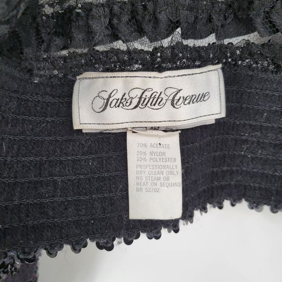 VTG Harry Acton Evening Jacket Womens 8 Black Sequin Lace Satin Ruffles Party - Picture 2 of 16